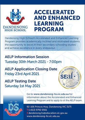 Dandenong High School » Accelerated and Enhanced Learning Program (AELP)